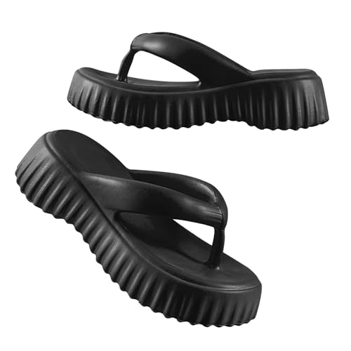 Stilvolle Damen-Flip-Flops, trendig, Ms. Netz, rot, erhöht, dicker Boden, für den Sommer, draußen, mit weichem Boden, mit Clip-Füßen für drinnen und draußen, Urlaub, Sommer, Beruf, Schwarz , 39 EU von Generisch
