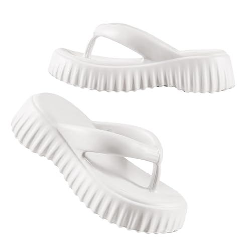 Stilvolle Damen-Flip-Flops, trendig, Ms. Netz, rot, erhöht, dicker Boden, für den Sommer, draußen, mit weichem Boden, mit Clip-Füßen für drinnen und draußen, Urlaub, Sommer, Beruf, weiß, 37.5 EU von Generisch