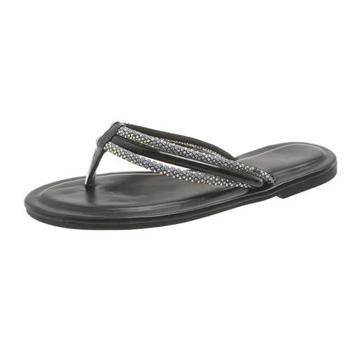 Stilvolle Flip-Flops für Damen, trendig, leicht, bequem, Walking-Flip-Flops, Zehensandalen, Tanga für drinnen und draußen, Urlaub, Sommer, Beruf, Schwarz , 7 UK 3X-Narrow von Generisch