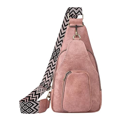 Stilvolle Schultertasche, Hüfttasche, Taille, einfarbiges Muster mit PU-, Umhängetasche, Reise, Sport, Umhängetasche Funktionsshirt Damen Langarm Mit Taschen (Pink, One Size) von Generisch