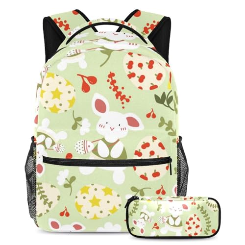 Stilvoller Rucksack mit Ostereiern und Häschen, perfekt für Jungen, Mädchen und Teenager, Mehrfarbig Nr. 04, B：29.4x20x40cm P：19x7.5x3.8cm, Tagesrucksäcke von Generisch