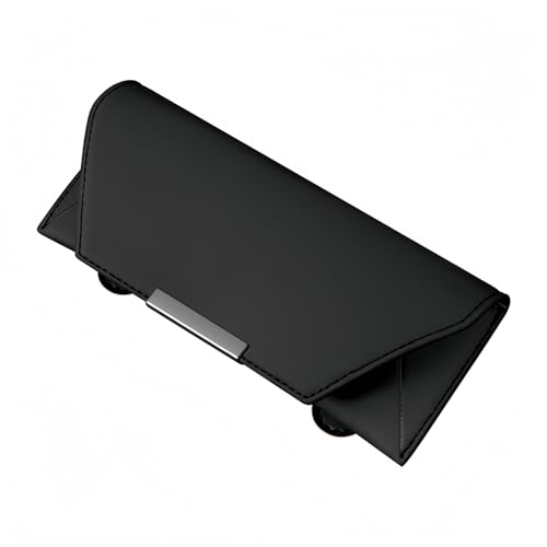 [Stilvolles Auto-Essential] Magnetische Brillenbox – Hält Stößen stand + Hochwertiges Leder, sauber und kratzfest, einfach anklipsen und fertig (Schwarz) von Generisch