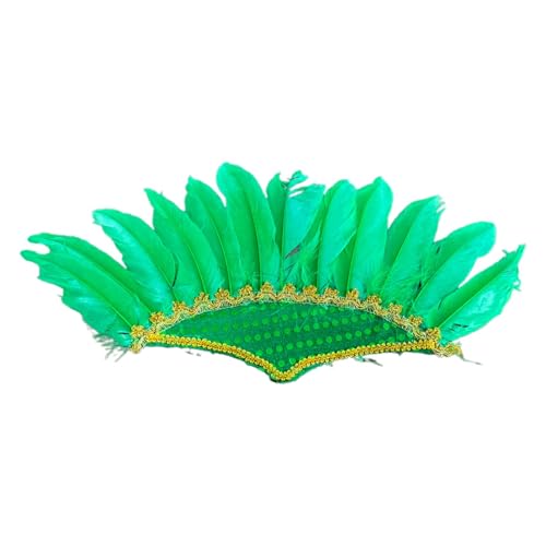 Stirnbänder Damen Wintersport Stirnband mit Feder-Pailletten für Auftritte, Festivals und Partys. Atemberaubendes Accessoire für Kostüme und Feiern. Schweißband Set Kinder (Green, One Size) von Generisch