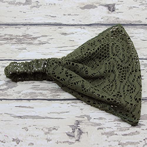Stirnbänder Haarreif für Mädchen elastischer breiter Spitzenkopf Kopf Mode Haarreif Turban Bandana Lauf Stirnband (Green, One Size) von Generisch