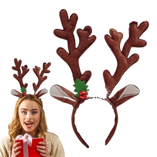 Stirnband Rentiergeweih - Stoff Weihnachten Stirnbänder für Erwachsene | Weihnachten Stirnband Rentiergeweih Haarreifen Kopfschmuck für Weihnachten Cosplay Foto Prop von Generisch