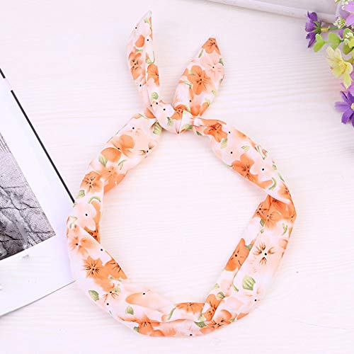 Stirnband Wandern Herren Paisley Rockabilly Wed Headband Retro-Schal mit DrahtHaarband Polka Dot Tartan Lauf Stirnband Damen (Orange, One Size) von Generisch