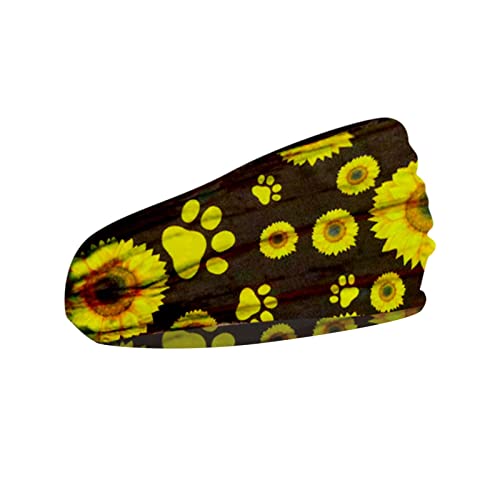 Stirnband für Sport für Damen und Herren: Stilvolles, integriertes Haarband, Blumendruck, Bandana, personalisierbar, exquisites Stirnband für Laufende Frauen (Gelb, Einheitsgröße) von Generisch