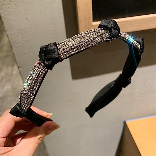 Stirnband im koreanischen Stil High-End-Stirnband Damen All-Match-Perlenschleife mit Bohrkopfband Super Flash kleiner Duft Haarschmuck Netz rot, schwarz von Generisch