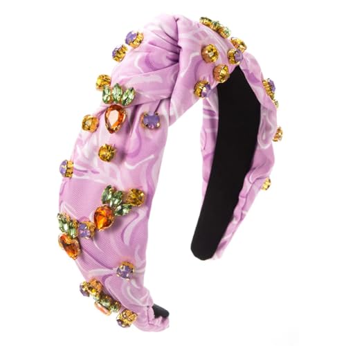 Stoff-Stirnbänder für Damen und Mädchen, handgenäht, geknotet, für Abendessen, Violett Stoff-Stirnbänder für Damen und Mädchen, handgenäht, geknotet, für Abendessen, Violett von Generisch