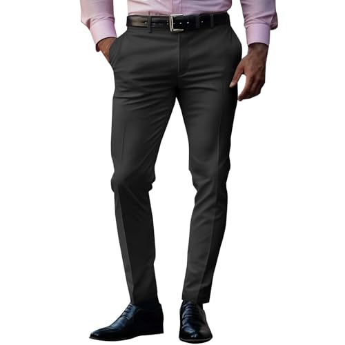 Stoffhose Herren Business Anzughose Einfarbig Freizeithose Comfort Fit Outdoorhose Leichte Baggy Straight Hose Atmungsaktive Bequem Herrenhose mit Taschen Hosenanzug Relaxed Ausflug Streetwear von Generisch