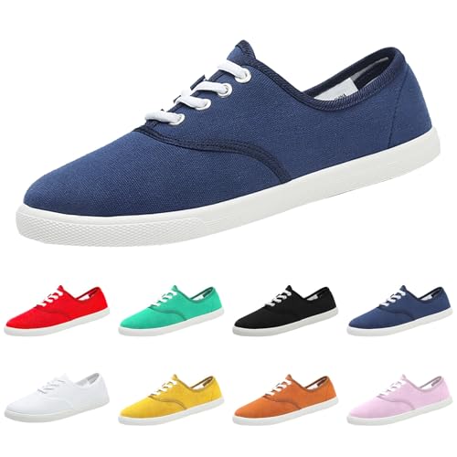 Stoffschuhe Damen Leinenschuhe Damen Canvas Sneaker Stoffturnschuhe Freizeitschuhe Walkingschuhe Sommer Bootsschuhe Halbschuhe Loafer Slip On Flache Schuhe Breite Füße Atmungsaktiv Bequeme Leichte von Generisch