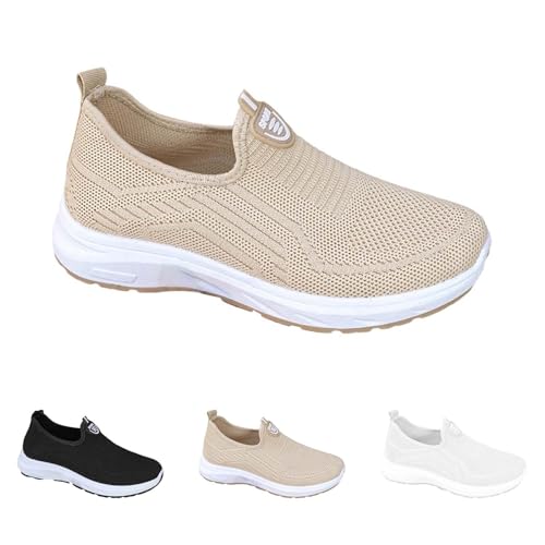 Stoffschuhe Damen Sommer Leicht Flache Schuhe Für Damen Elegant Slip On Hinten Offen Freizeitschuhe Mesh Walkingschuhe Atmungsaktive Sommerschuhe Bequeme Joggingschuhe Rutschfeste Wanderschuhe Leicht von Generisch
