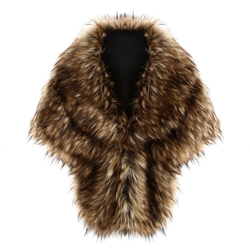Stola Damen Festlich 1920er Braut Kunstpelz Schal Wrap Schwarz Weißer Braut Bolero Umhang Flauschig Kunstfell Jacke Mantel Winter Pelzjacke Brautschal Frauen Elegant Stola für Hochzeit Party Karneval von Generisch