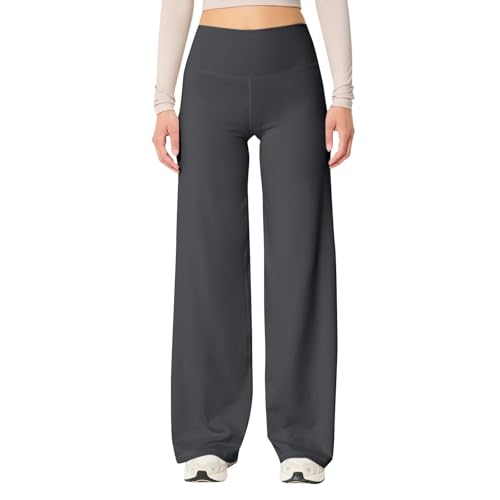 Straighthose Yogahose Damen Geradem Bein Hose Mittlere Taille Sweathose Strecken Sporthose Lose Gerade Hose Activewear Damen Hose Pants Yoga Hose Fitness Training Sport von Generisch