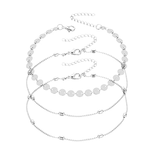 Strand Armband Frauen, gefüllt mit personalisiertem schenken Anklets am Strand Stoff Fußkettchen (Silver, One Size) von Generisch