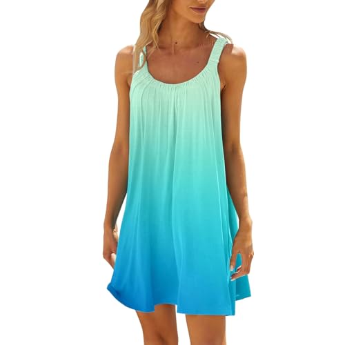 Strandkleider Damen Badeanzug Cover Up Ärmellos Rundhals Sommer Strand Tunika Strandponcho Elegante Beachkleider Bedecken Leichte Bikini Vertuschen Sommerurlaub Kurz Beachwear (Rose Gold, M) von Generisch