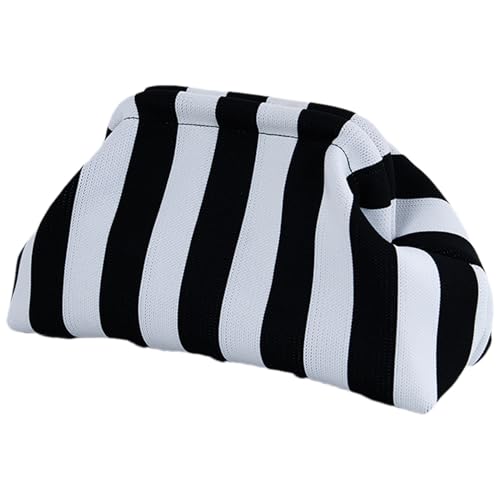 Strandkupplungsbaus für Frauen - Frauenfarbblöcke Clutch Handtaschen | Gewebter Häkel Clochet Casual Kiss Lock Verschluss gestreifter Knödelbeutel Sommer Nylon Polyester Abend Geldbeutel 31x17x13cm von Generisch