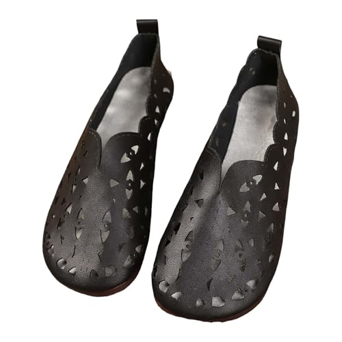 Strandschuhe Damen Lederschuhe Schuhe Atmungsaktiv Bequeme Freizeitschuhe (Black, 42) Turnschuhe Herren 42 Barfußschuhe Herbst Winter Weiß Orthopedische Barfuss Herrn 43 Blau Weiche Soft von Generisch