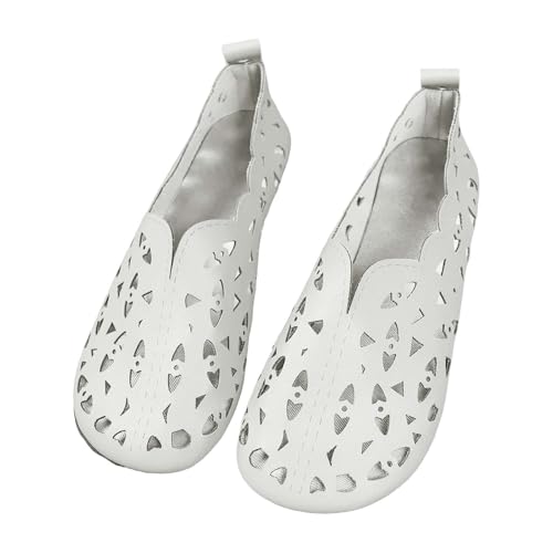 Strandschuhe Damen Lederschuhe Schuhe Atmungsaktiv Bequeme Freizeitschuhe (White, 43) Sommerschuhe Weiss Barfußschuhe Herbst Herren Winter Weiß Orthopedische Barfuss Herrn 43 Blau Weiche Soft von Generisch