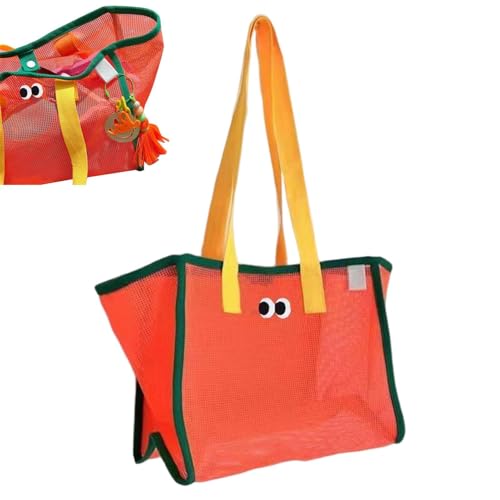 Strandtasche, Netzstoff, großes Fassungsvermögen, Strandzubehör, Sanddichte Spieltasche mit Griffen, für Damen, Kinder, 34 x 24,9 x 15 cm, Familienreisen, Muscheln, Spielzeug, Picknick, Pool, Orange Strandtasche, Netzstoff, großes Fassungsvermögen, Strandzubehör, Sanddichte Spieltasche mit Griffen, für Damen, Kinder, 34 x 24,9 x 15 cm, Familienreisen, Muscheln, Spielzeug, Picknick, Pool, Orange von Generisch
