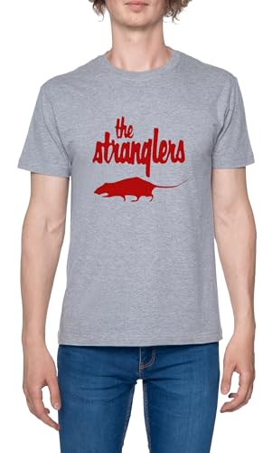 Stranglers Herren T-Shirt Grau Rundhals Leichtes Lässiges Kurzarm Men's Grey Crew Neck Casual Short Sleeves von Generisch