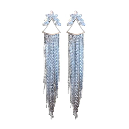 Strass-Blumenquasten-Ohrringe für Damen, funkelnde Kristall-Ohrhänger, langer Statement-Schmuck für Party, Hochzeit, Abend (Gold) von Generisch
