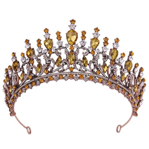 Strass Brautkrone Tiaras Schleier Tiara Wome Hochzeit Haarschmuck Rot Gelb von Generisch