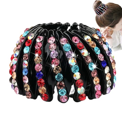 Strass-Haar-Pferdeschwanz-Halter,Erweiterbarer Strass-Haarhalter - Pferdeschwanzhalter Haarschmuck erweiterbar Strass Vogelnest Haarspange für Frauen Mädchen von Generisch