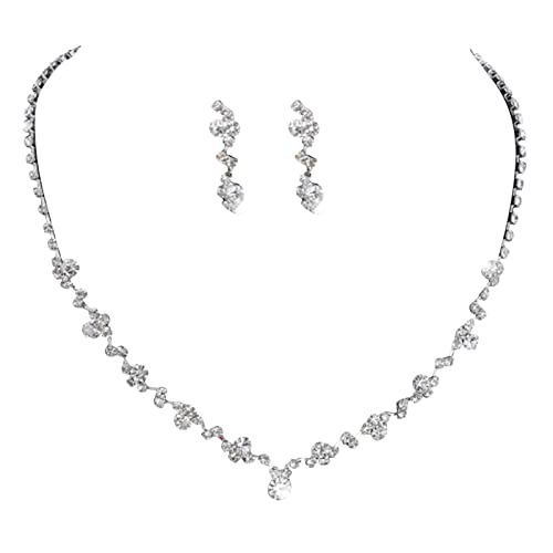 Strass Ohrringe Strass Halskette für Frauen Mädchen Strass Quaste Ohrringe Halskette für Frauen Mädchen Piercing Ohrstecker für Frauen Schmuck Urne (Silver, One Size) von Generisch