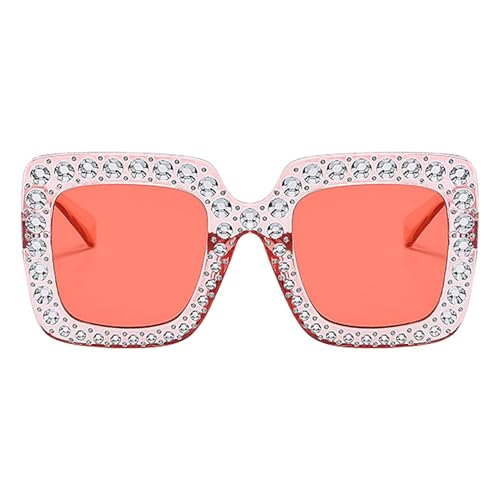 Strass-Sonnenbrille,Strass-Sonnenbrille für Damen - Dekorative quadratische Gläser,Glitzernde Sonnenbrille für Damen und Mädchen, Bling-Sonnenbrille mit quadratischem Rahmen, übergroße Sonnenbrille von Generisch