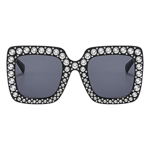 Strass -Sonnenbrille Frauen - Glitzerschatten, Glanzbrille | Übergroße quadratische Rahmen trendige Brillen, glamouröse Kristallverzierung, einzigartige schicke, funkelnde Brillenzubehör idealer Feier von Generisch