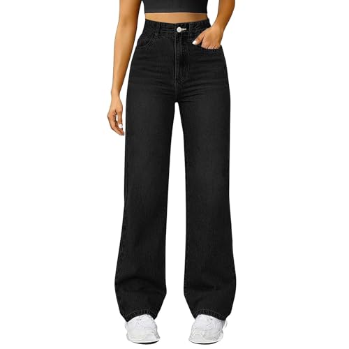 Street One Jeans Damen 7/8 Jeans Damen High Waist Wide Leg Jeanshose Baggy Straight Jeanshosen Stretch Casual Denim Pants Elegant Hosen FüR MäDchen Mit Taschen von Generisch