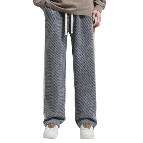 Stretch-Taillenhose, Loungehose, Herren-Freizeithose, leichte Jogginghose, Herren-Chinos, intelligente Rugby-Hose, elastische Taille, Kordelzug, Streetwear, Stretchhose für Herren, grau, XL von Generisch