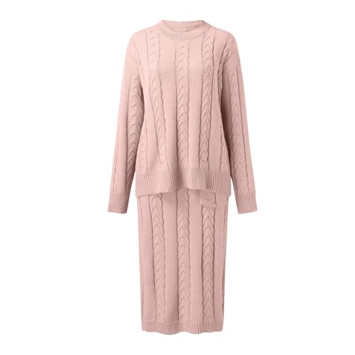 Strickanzug Damen Set Elegant Rock Winter Hosenanzug Damen 2 Teiler Große Größen Strick Zweiteiler Damen Mit Rock Warm Anzug Frauen 2 Teilig Mit Kleid Freizeitanzug Grosse Grössen Kuschelig von Generisch