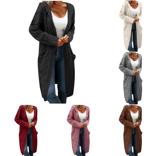 Strickjacke Damen Lang Grobstrick Cardigan Mit Kapuze Klassische Einfarbig Oversize Strickjacken Übergangsjacke Open Front Sweater Pullover Langarm Herbst Winter Windbreaker Mit Taschen Schwarz L Strickjacke Damen Lang Grobstrick Cardigan Mit Kapuze Klassische Einfarbig Oversize Strickjacken Übergangsjacke Open Front Sweater Pullover Langarm Herbst Winter Windbreaker Mit Taschen Schwarz L von Generisch