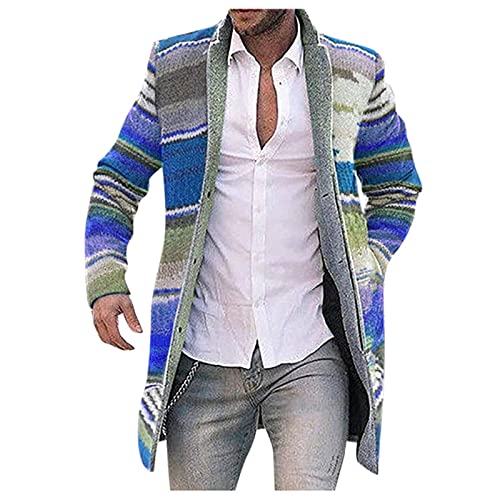 Strickjacke Herren Langarm Wollmantel Herren Lang, Wintermantel Warm Cardigan Schlank Lange Windbreaker Jacken Bunt Knopf Lässige Mantel Outwear Strickpullover Mit Reverskragen Plüsch Gefütterte von Generisch