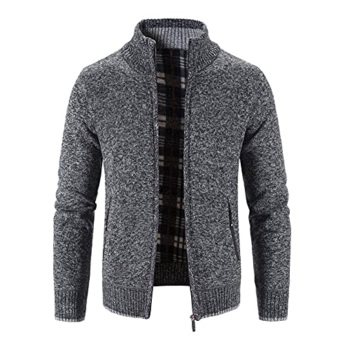 Strickjacke Herren Mit Reißverschluss, Cardigan Mit Schalkragen Herren, Fleecejacke Loose Fit Grobstrickjacke Gefüttert Strickpullover Ohne Kapuze Freizeitjacke Weich Herrenjacke Stretch von Generisch