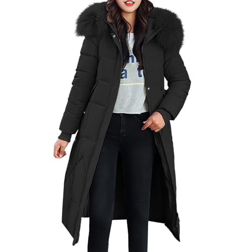 Strickjacke Schwarz Damen, Mantel Grau Damen, Wintermantel Lang Warm Winterjacke Elegant Jacke Winter Steppmantel Übergang Herbstjacke Steppjacke Mit Kapuze Grosse Grössen Parka von Generisch