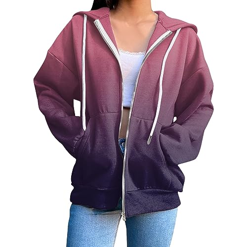 Strickjacke mit Reissverschluss Damen, Sweatjacke Damen Dünne mit Kapuze Zip Hoodie Sommerjacke Leicht Kapuzenpullover Frühjahrsjacke Große Größen Sweatshirt Jacke Kapuzenjacke Sweater, Lila, XL Strickjacke mit Reissverschluss Damen, Sweatjacke Damen Dünne mit Kapuze Zip Hoodie Sommerjacke Leicht Kapuzenpullover Frühjahrsjacke Große Größen Sweatshirt Jacke Kapuzenjacke Sweater, Lila, XL von Generisch