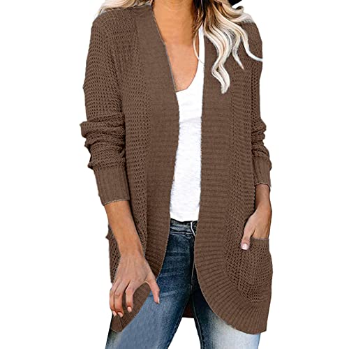 Generisch Strickjacken Für Damen Lang Warm Wolle Baumwolle Übergang Strickmantel Grobstrickjacke Herbst Große Größe Schwarz Wolljacke Longstrickjacke Grobstrick Elegant Winter Cardigan von Generisch