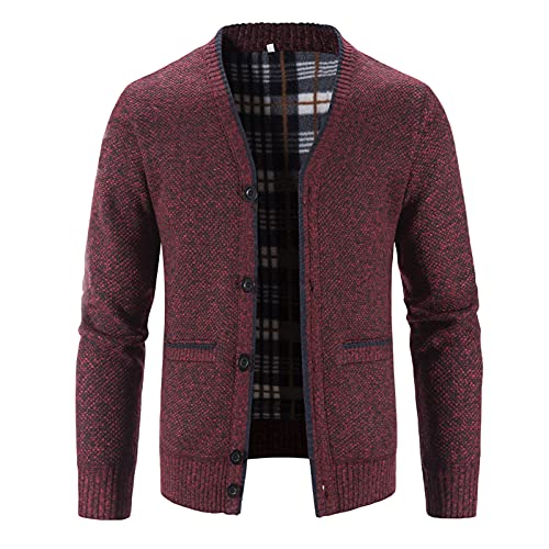 Strickjacken Herren Einfarbig Cardigan Winterjacke Stehkragen Übergangsjacke mit Reissverschluss Sportjacke Jacken Outdoor Trainingsjacke Gestrickt Cardigan Herren Wintermantel von Generisch