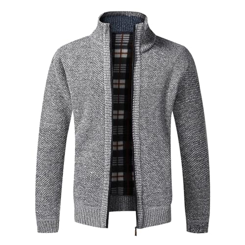 Strickjacken Herren Einfarbig Cardigan Winterjacke Stehkragen Übergangsjacke mit Reissverschluss Sportjacke Jacken Outdoor Trainingsjacke Gestrickt Cardigan Herren Wintermantel von Generisch