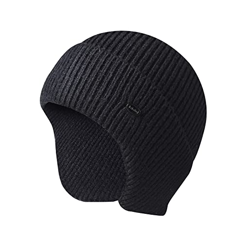 Strickmütze Herren Warm Stretch Wintermütze Einfarbig Funky Beaniemütze Leicht Luftig Wollmütze Weich Bequeme Ohrumschließend Fleecemütze Geschenk für Männer von Generisch
