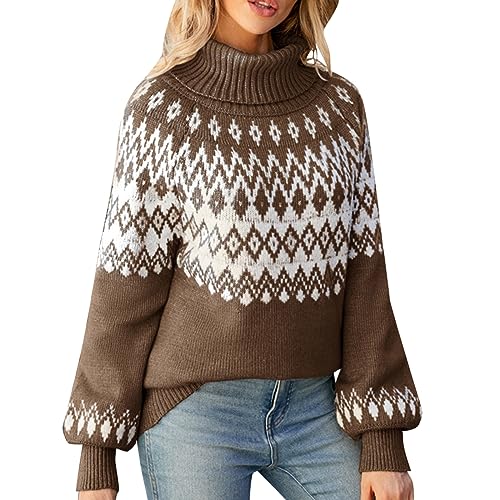 Strickpulli Damen Pullover Damen Strickpullover Sexy Geschnittene Pullover Winterpullover Rollkragenpullover Elegant Damen Herbst Sweater Rollkragen Oberteil Pulli Sweatshirt Elegant Langarm von Generisch