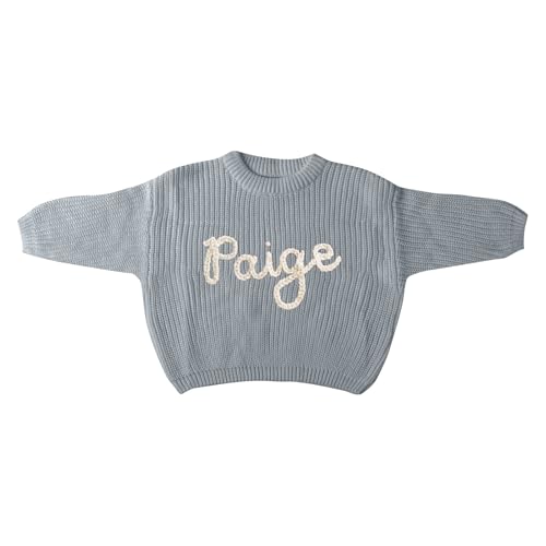 Strickpullover Baby Pullover Personalisiert mit Name Neugeborenen Gestrickt Pullover Kleinkinder Strickpullover fur Mädchen Junge Baby Sweater, 0-5 Jahre von Generisch