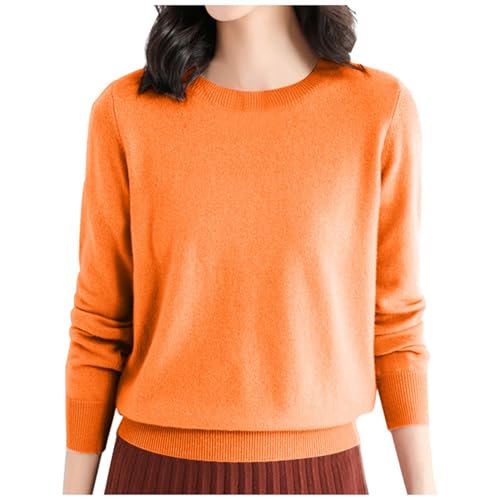Strickpullover Damen Baumwolle Einfarbig Pullover Winter Elegant Sweater Oberteile Rundhals Pulli Warm Strickpullover Langarm Sweatshirt Tops Casual Pullover für Damen Fleecepullover Schwarz Blau S M von Generisch