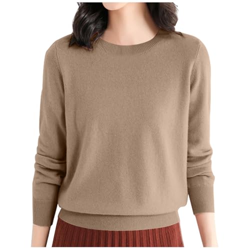 Strickpullover Damen Baumwolle Einfarbig Pullover Winter Elegant Sweater Oberteile Rundhals Pulli Warm Strickpullover Langarm Sweatshirt Tops Casual Pullover für Damen Fleecepullover Schwarz Blau S M von Generisch