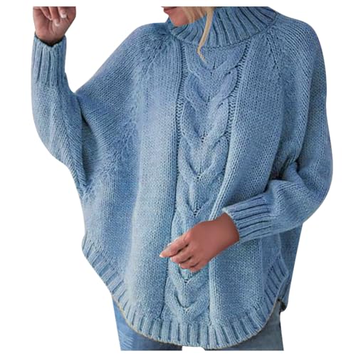 Strickpullover Damen Grobstrick Damenpullover Langarm Winter Pullover Damen Winter Elegant Strick Pulli Damen Stehkragen Winterpullover Warm mit Zopfmuster Winterpulli Einfarbig Dicker Strick von Generisch