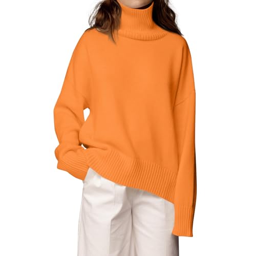 Strickpullover Damen Rollkragen Feinstrick Winterpullover Damen Warm Elegant Pulli Damenpullover Langarm Winter Pullover Damen Strick Rollkragenpullover Einfarbig Lässig Winterpulli Kuschelig von Generisch