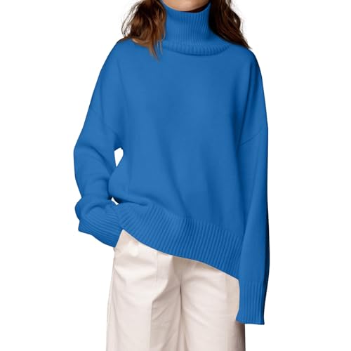 Strickpullover Damen Rollkragen Feinstrick Winterpullover Damen Warm Elegant Pulli Damenpullover Langarm Winter Pullover Damen Strick Rollkragenpullover Einfarbig Lässig Winterpulli Kuschelig von Generisch